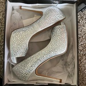 Rhinestone Peep-Toe Stilettos